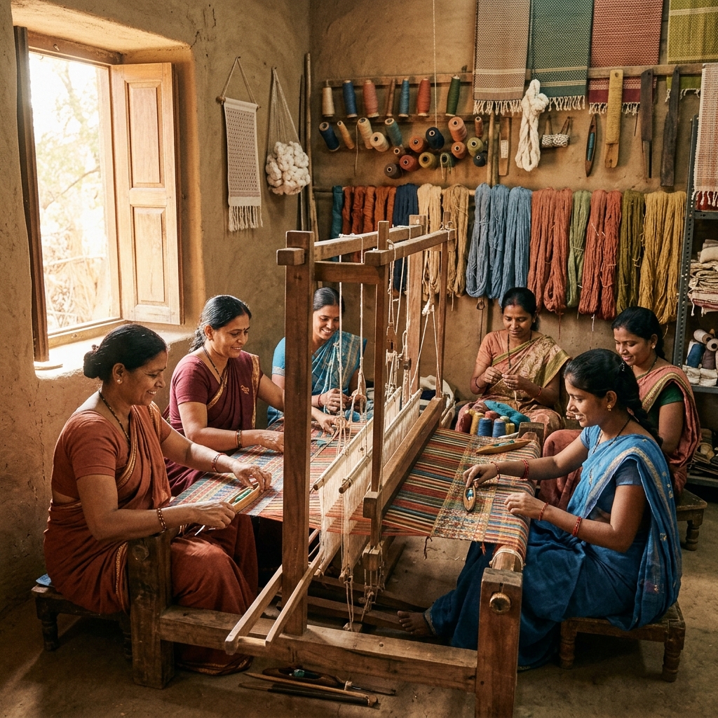 Artisans at handloom